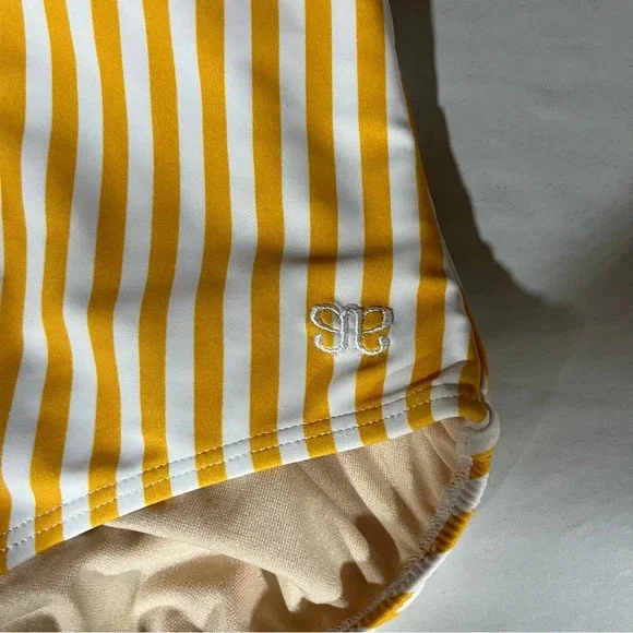 ALBION ~ The Cabana One Piece Swimsuit Yellow and White Striped Shoulder Ties - Picture 9 of 13
